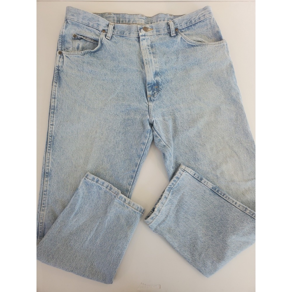 Wrangler Rugged Wear Mens Light Wash Straight‎ Leg Denim Jeans 38x30 39902RI